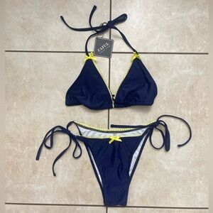 NEW Zaful Navy Blue and Yellow Bikini (small)